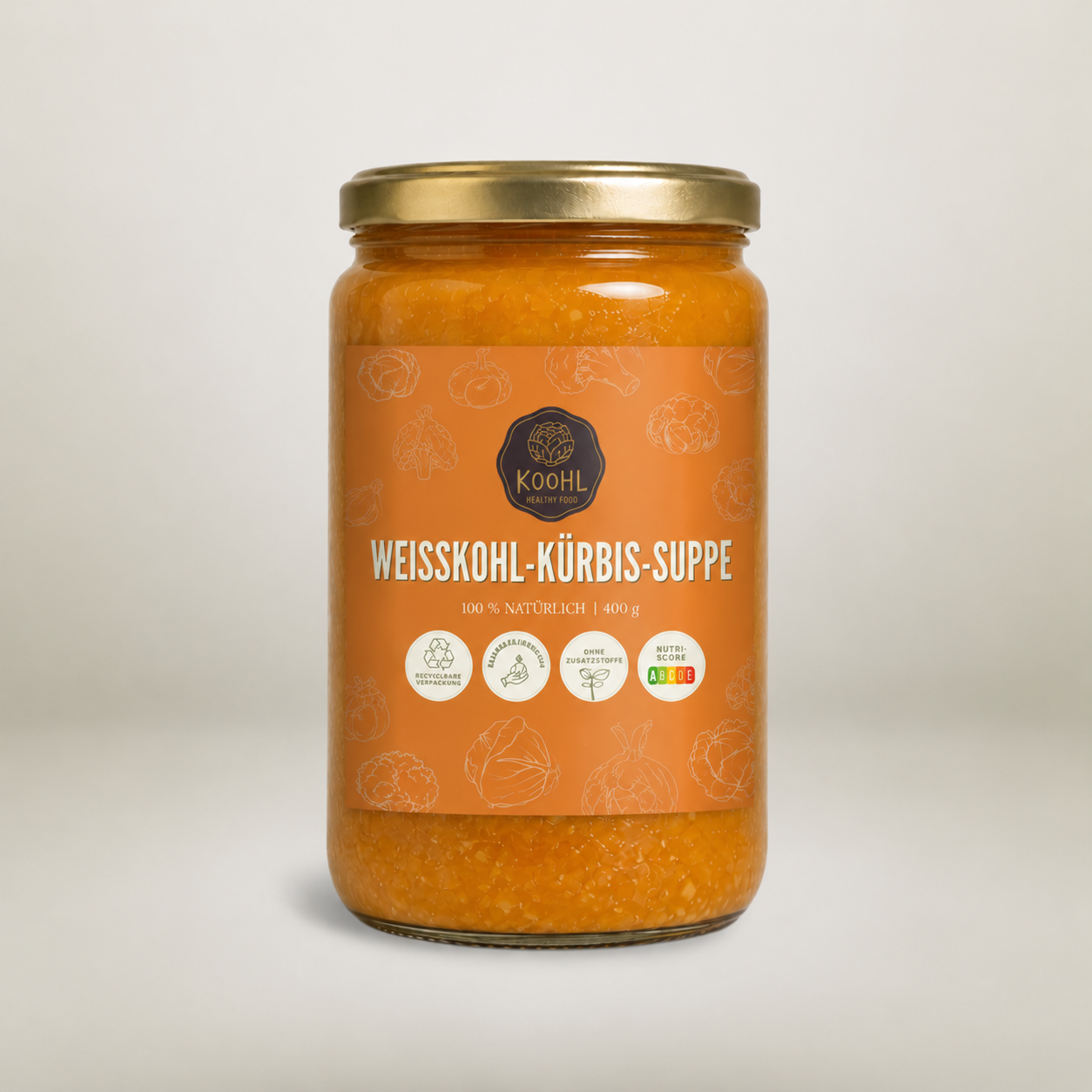 Weißkohl-Kürbis-Suppe mit geröstetem Kürbiskern