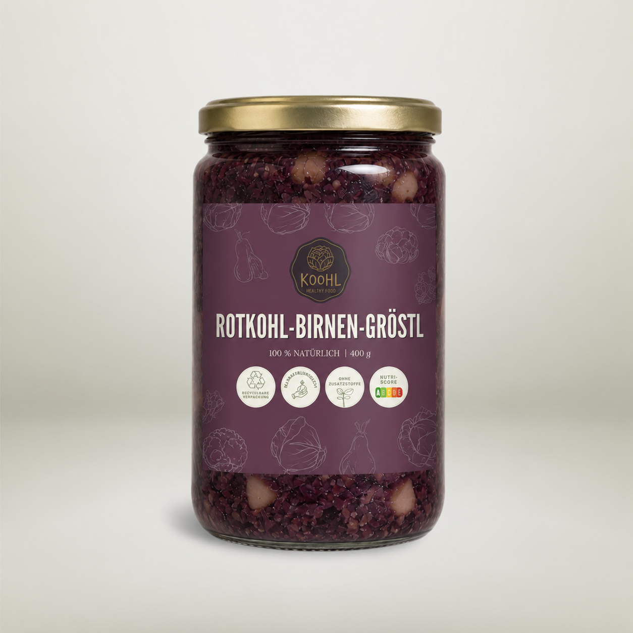 Rotkohl-Birnen-Gröstl mit Kartoffelwürfeln